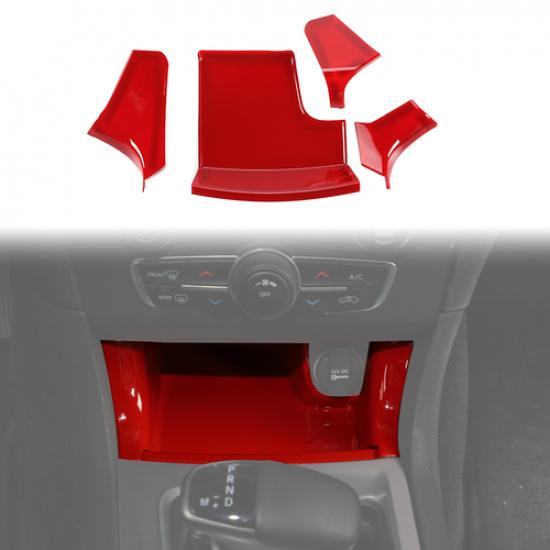 Red Central Console Gear Shift Storage Trim Panel Cover For 2011+ Dodge Charger