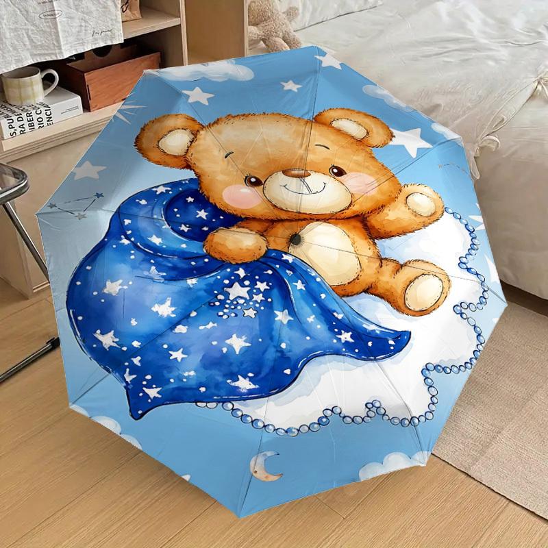 1PC Bear Cloud Umbrella-8-Rib Reinforced, Automatic Open, Lightweight & Durable, Fashion Accessory for Outdoor, J0407
