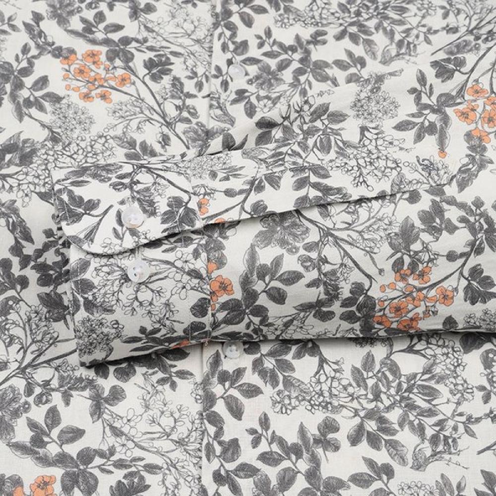 Renoma Regular Fit Vintage Botanical Print Long Sleeve Shirt Rpssg1076 Gy