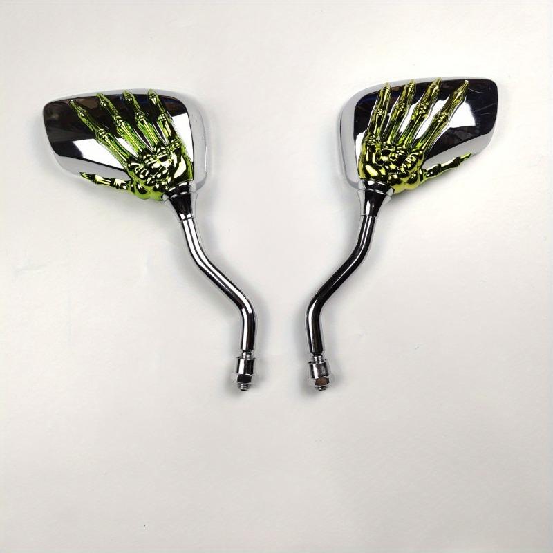 2Pcs (Left & Right) Universal Bicycle Rear Mirror Chrome Motorbike Skeleton Skull Hand Claw Rearview Scooter Mirror