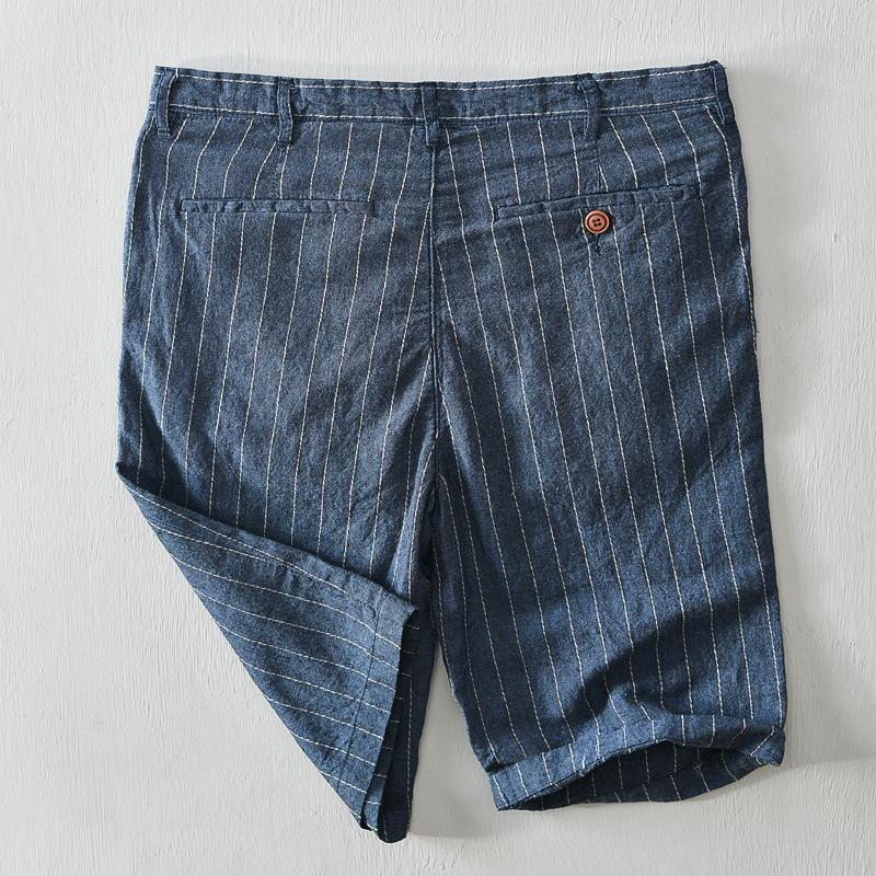 Summer Fashion Striped Men's Shorts Breathable Beach Baggy Short Pants Harajuku Style Daily Casual 55linen45cotton Shorts Youth