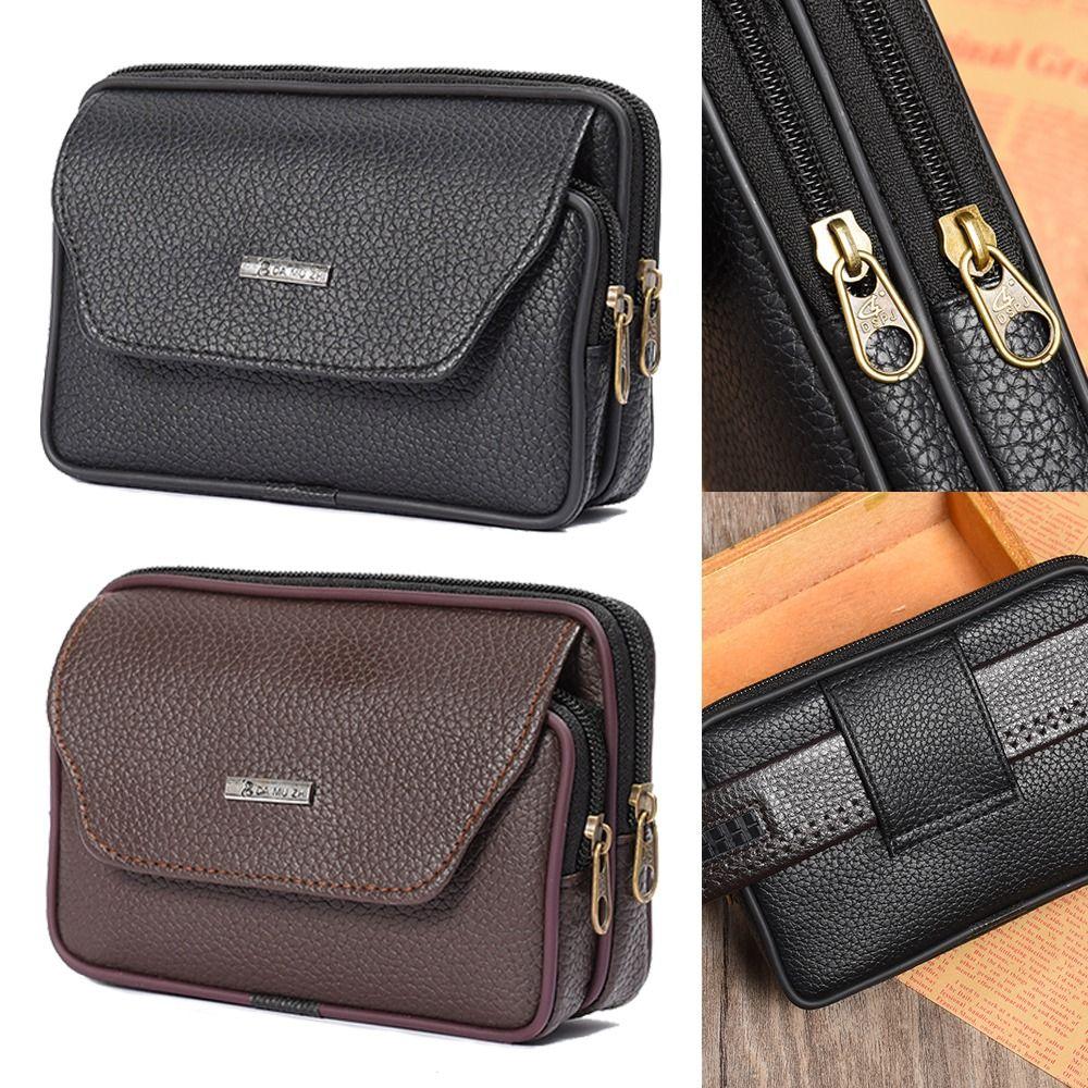 Casual PU Leather Men Waist Bag Travel Waterproof Bum Belt Pack Sport Comfortable Phone Pouch