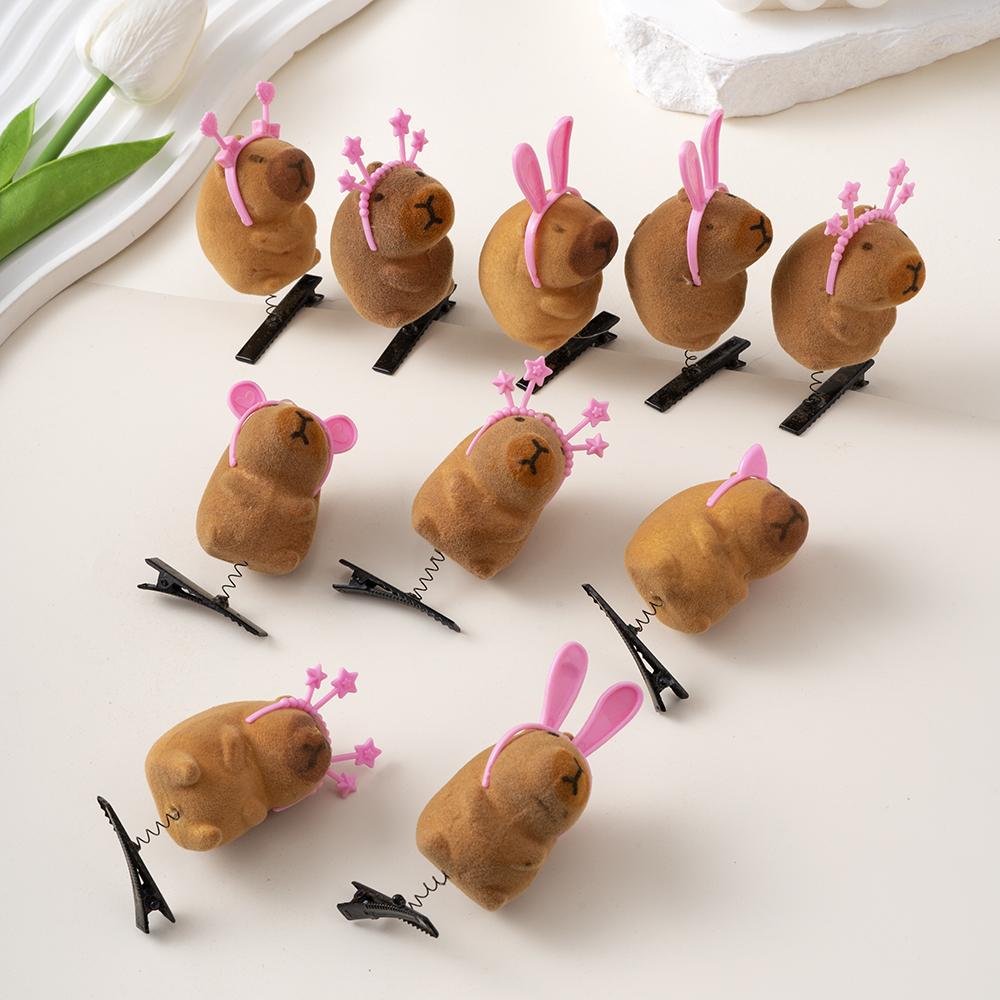 10 Stück Set Cartoon Süße Kapibara Haarspangen Greifspangen Plüsch-Haarspangen Niedliche Kapibara Haar-Accessoires Kopfschmuck Geschenke