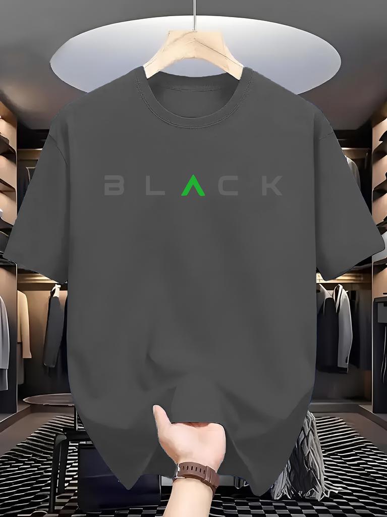 Unisexs Basic Crew Neck Short Sleeve Tee Minimalist BLACK Letter Graphic Soft Lightweight Cotton Casual Daily Summer Outfits Top