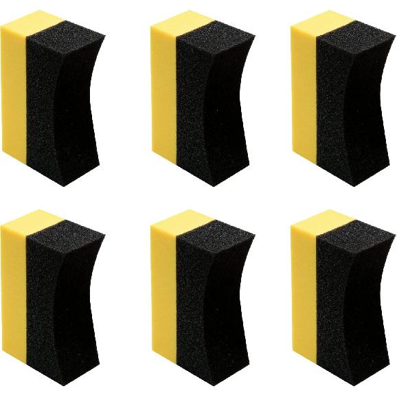 6 Pcs Tire Applicator Dressing Shine Sponge, Tire Dressing Applicator Pads, Color Polishing Sponge for Car Glass, Painted Steel & Porcelain