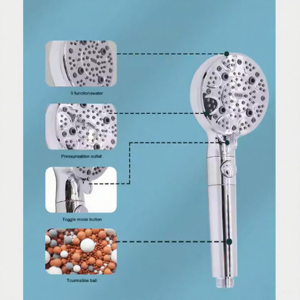 Popular Chrome Nine Level Ten Function Handheld Shower Head Filter PP Cotton Bathroom Faucet Accessory Handshowers Type