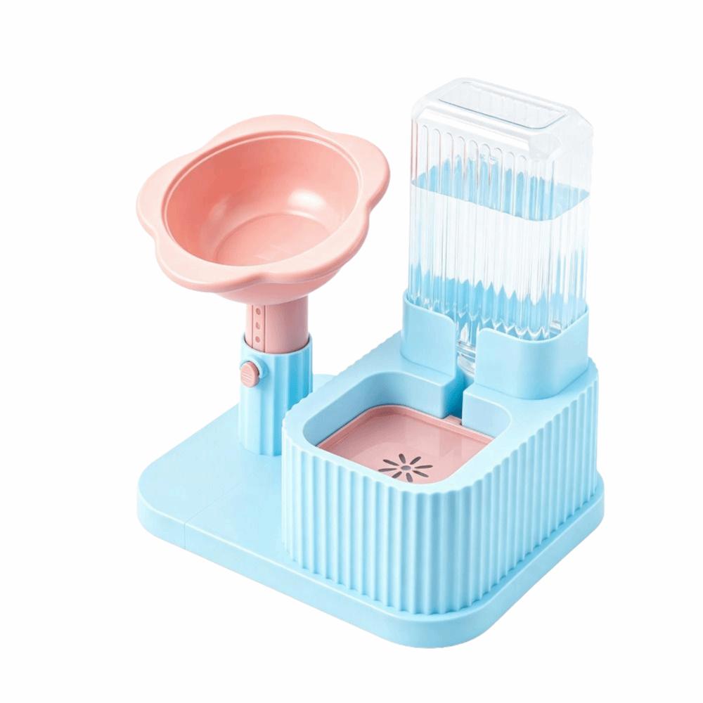 2-in-1 Pet Bowl Adjustable Height Automatic Water Dispenser Cat Water Food Bowl Cat Feeding
