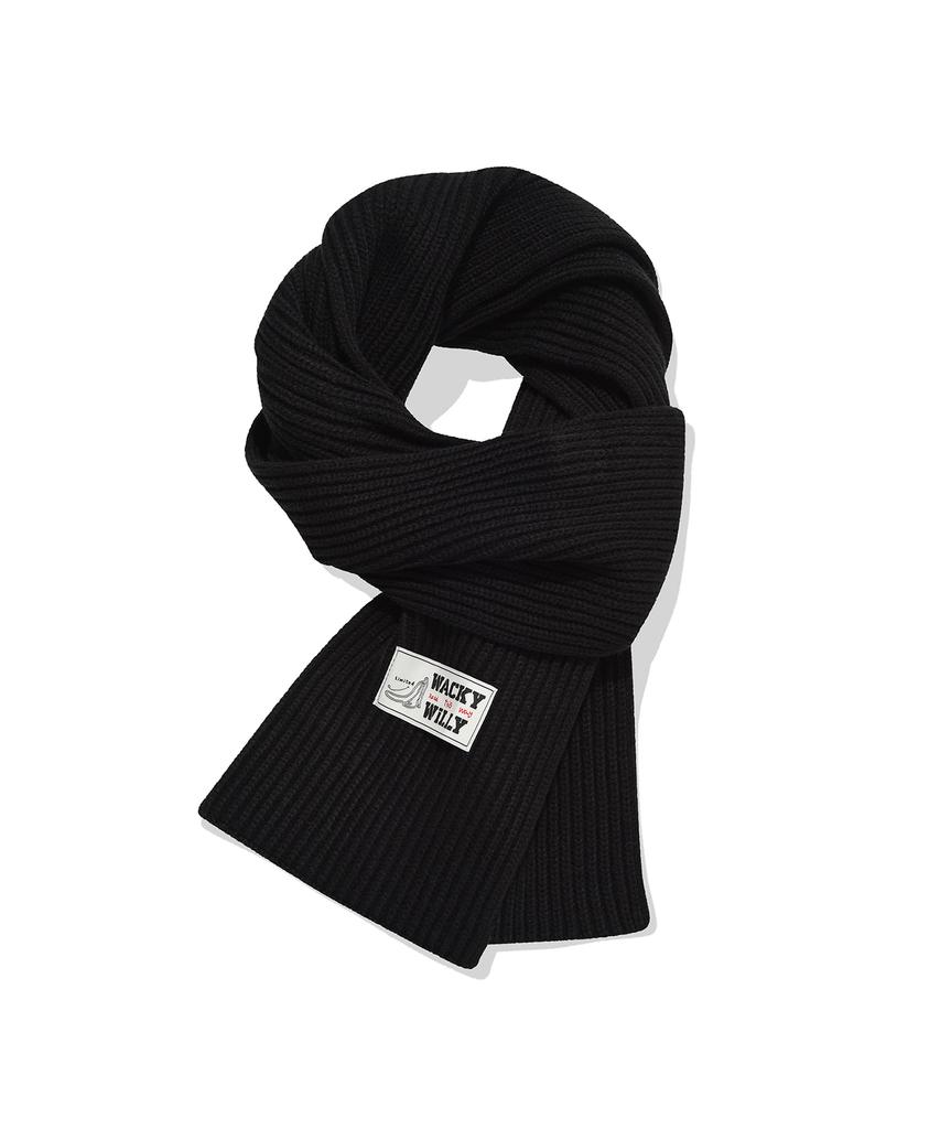 WACKY WILLY Basic Knit Scarf Black