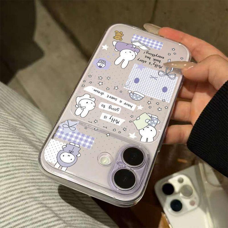 Little Rabbit Pajama Window Change Case for Apple 17Promax 16 15 14Pro 12 - Soft Phone Cover