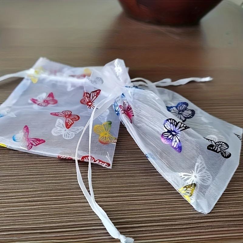 50 Stück Elegante Schmetterlings-Netz-Kordelzugbeutel - Perfekt für Schmuck, Süßigkeiten und Geschenkverpackungen - Doppeltes Verschlussdesign für sichere Aufbewahrung