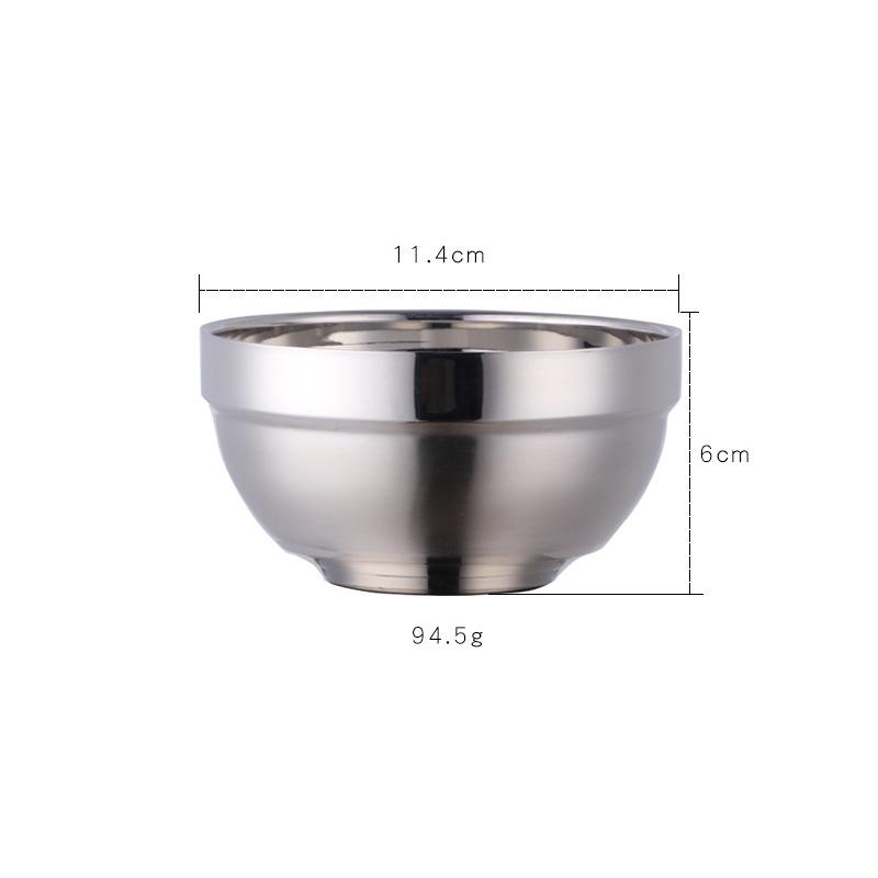 

304 Stainless Steel Bowl Double Layer Insulated Rice Bowl Kids Tableware Soup Bowl for School Cafeteria
