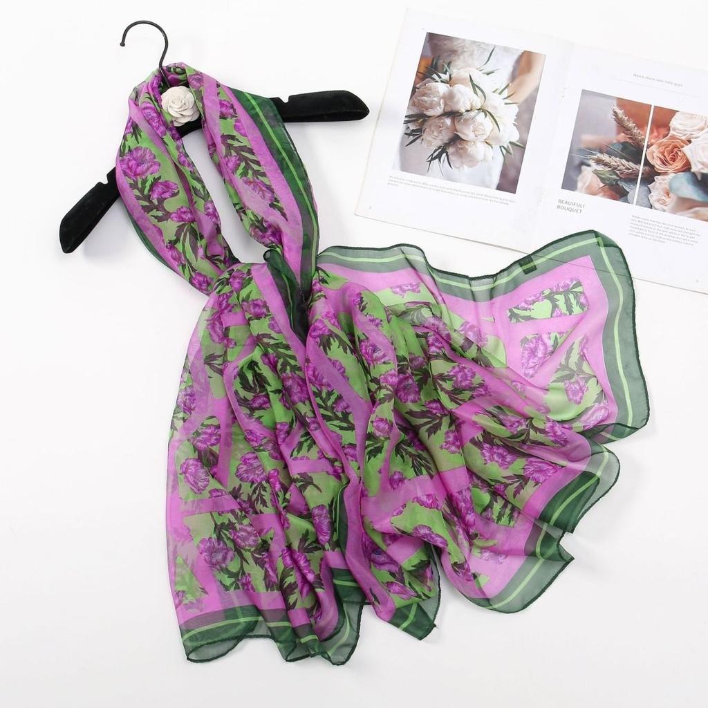 Spring and Summer Delicate Yarn Printed Scarf Travel Sunscreen Thin Shawl Western-style Fashion Scarf