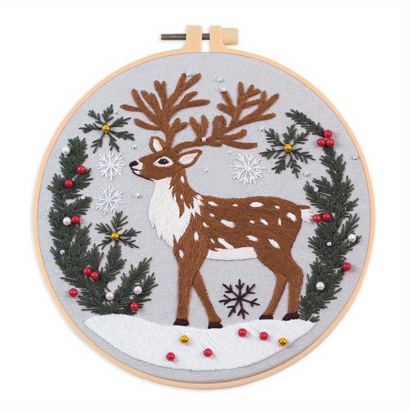 1Pc Christmas-themed Embroidery DIY Kit, Including Embroidery Frame But Excluding Tools.
