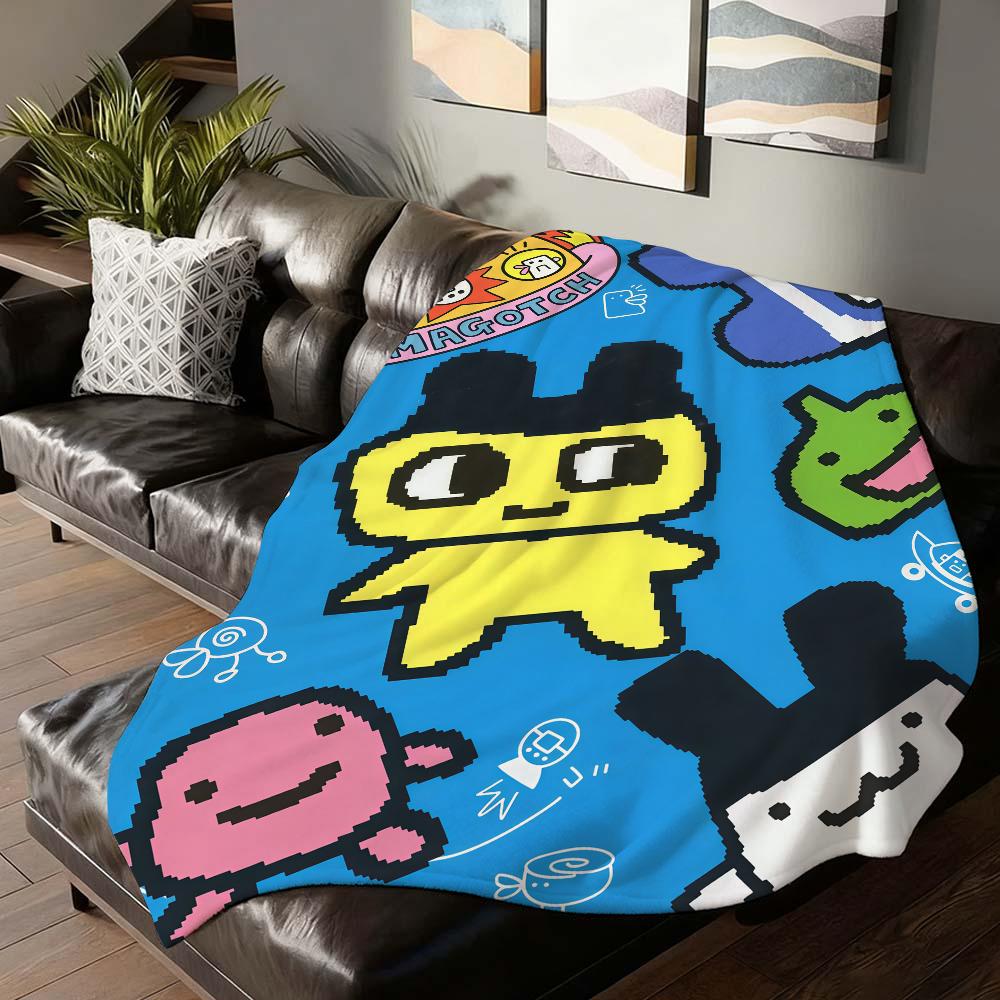 Cartoon cute T-TamaGotchiS Blanket For Sofa Office Bed Plane Travel Sleep Read Relax Camping Soft And Warm