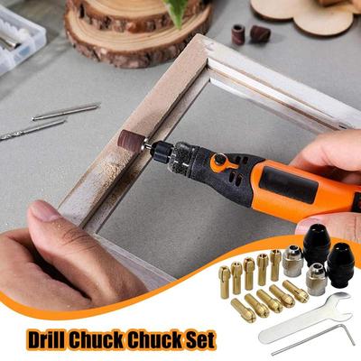 Drill Chuck Set Drill Bit Brass Collet 1/32-1/8 Inch Keyless Shank Replacement For Rotary Tools Electric Grinder Accessories