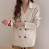Autumn and winter new suit collar double-breasted lazy wind knitted cardigan high-end sweater jacket women's top trend
