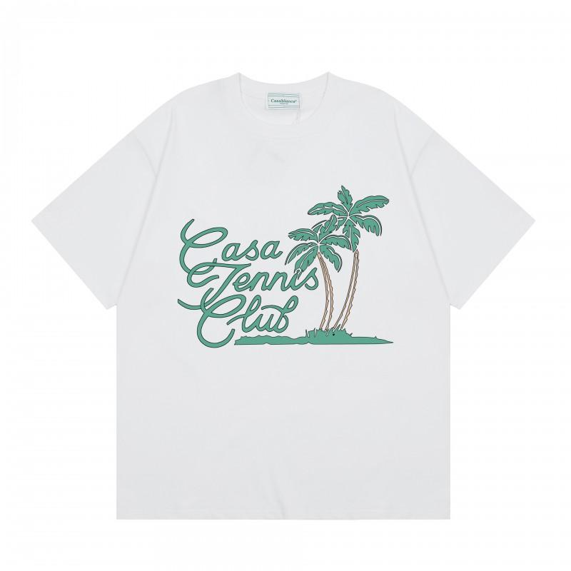 Casablanca Streetwear T-Shirt Men Women Loose Fit Short Sleeve Casual Tee High Street Style