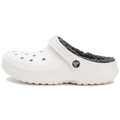 Unisex Klassieke Gevoerde Klomp Wit/Grijs Warm Comfort Instapper 203591-10M
