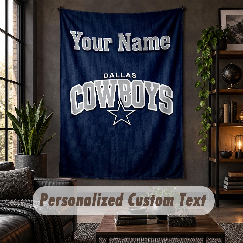 Personalized Wall Tapestry,Dallas Cowboys Custom Text, Soft Fabric Wall Art For Indoor Decoration