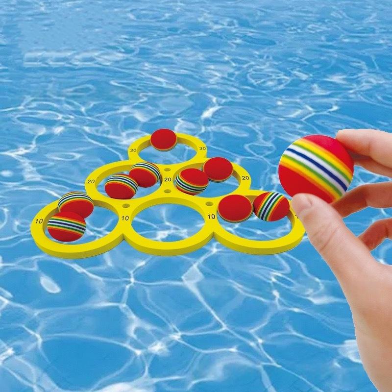 1 Set Eva Throwing Circle Fun Splash Water Sports Floating Pool Game Toy With 10/12 Rainbow Balls Throwing Game Water Sports