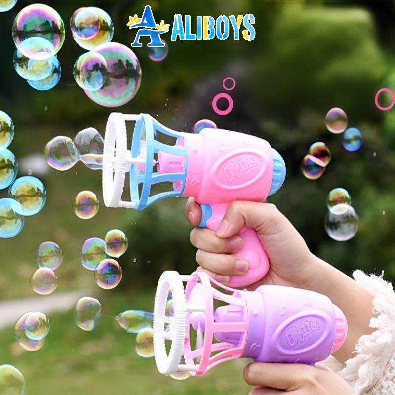 Children's Electric Fan Bubble Gun Automatic Soap Bubble Blowing Maker Machine Cartoon Summer Outdoor Toy Kid Birthday Gifts