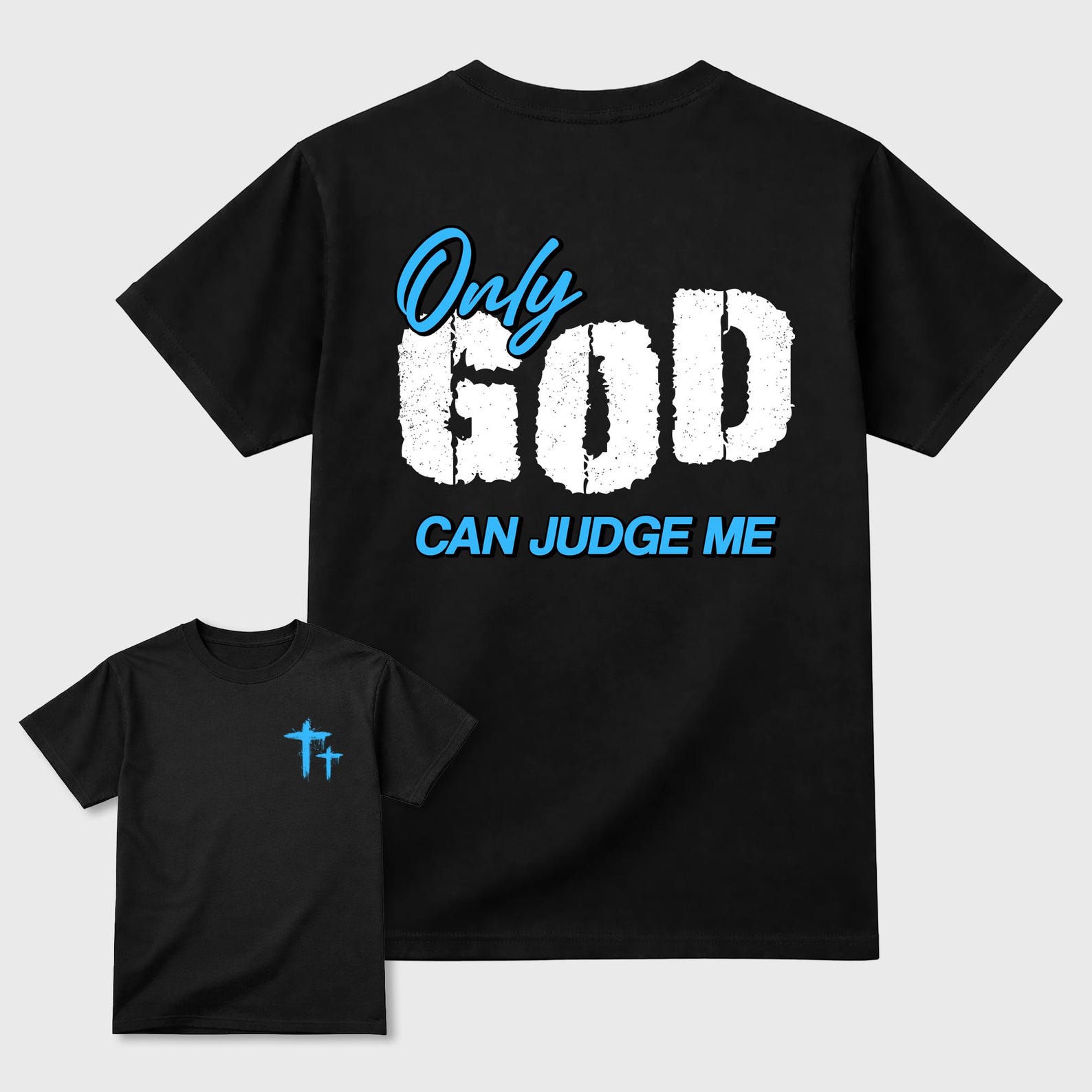 Only God Can Judge Me graphic tee. Streetwear Brand Graphic T-Shirt. Foams Pro University Blue L