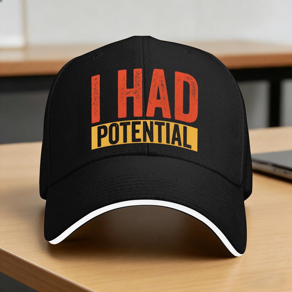 I Had Potential Baseball Cap Design Print Trucker Hat Summer Unisex Unisex Tennis Skate Snapback Cap