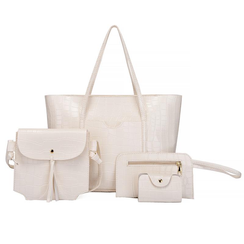 Damentasche Retro Mutter-Kind-Tasche Vierteilig Steinmuster Tragbar Große Kapazität Schulter Umhängetasche Vielseitig