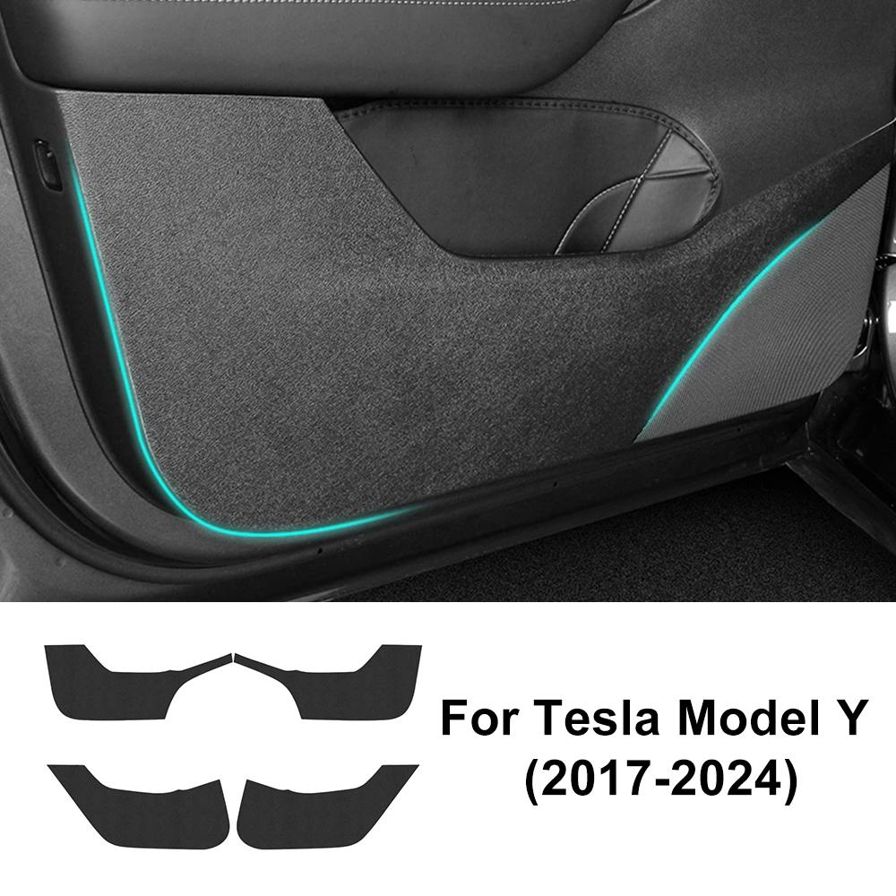 Suede Leather Anti-Kick Door Sticker for Tesla Model 3 Model Y 2017-2026 Interior Protection