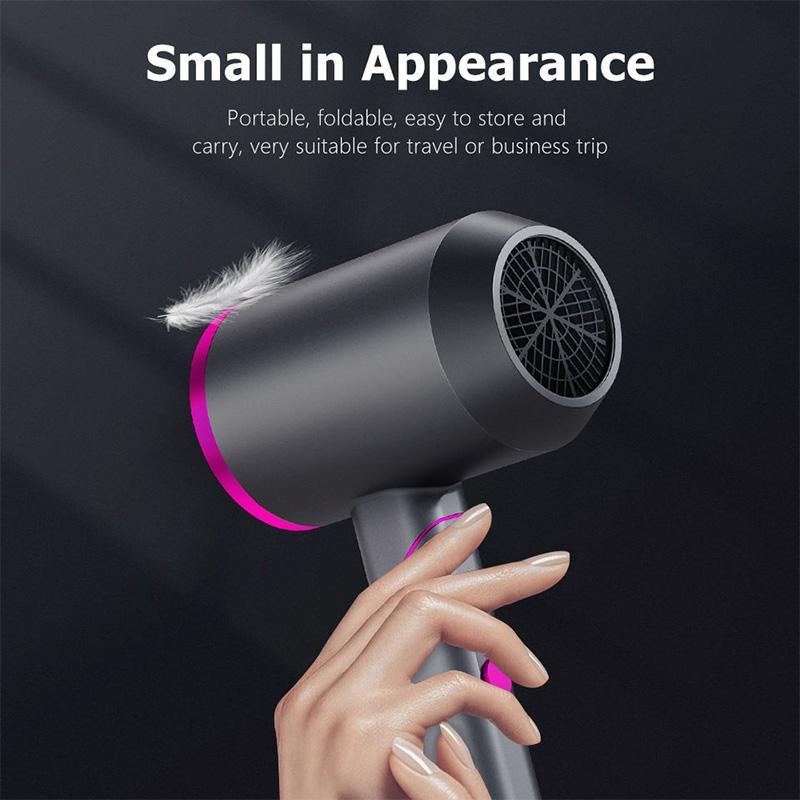 Mini-Faltbarer Negativ-Ionen-Haartrockner, professionelle Heizgeschwindigkeit, schnelles Trocknen, Styling-Tool für Zuhause und unterwegs