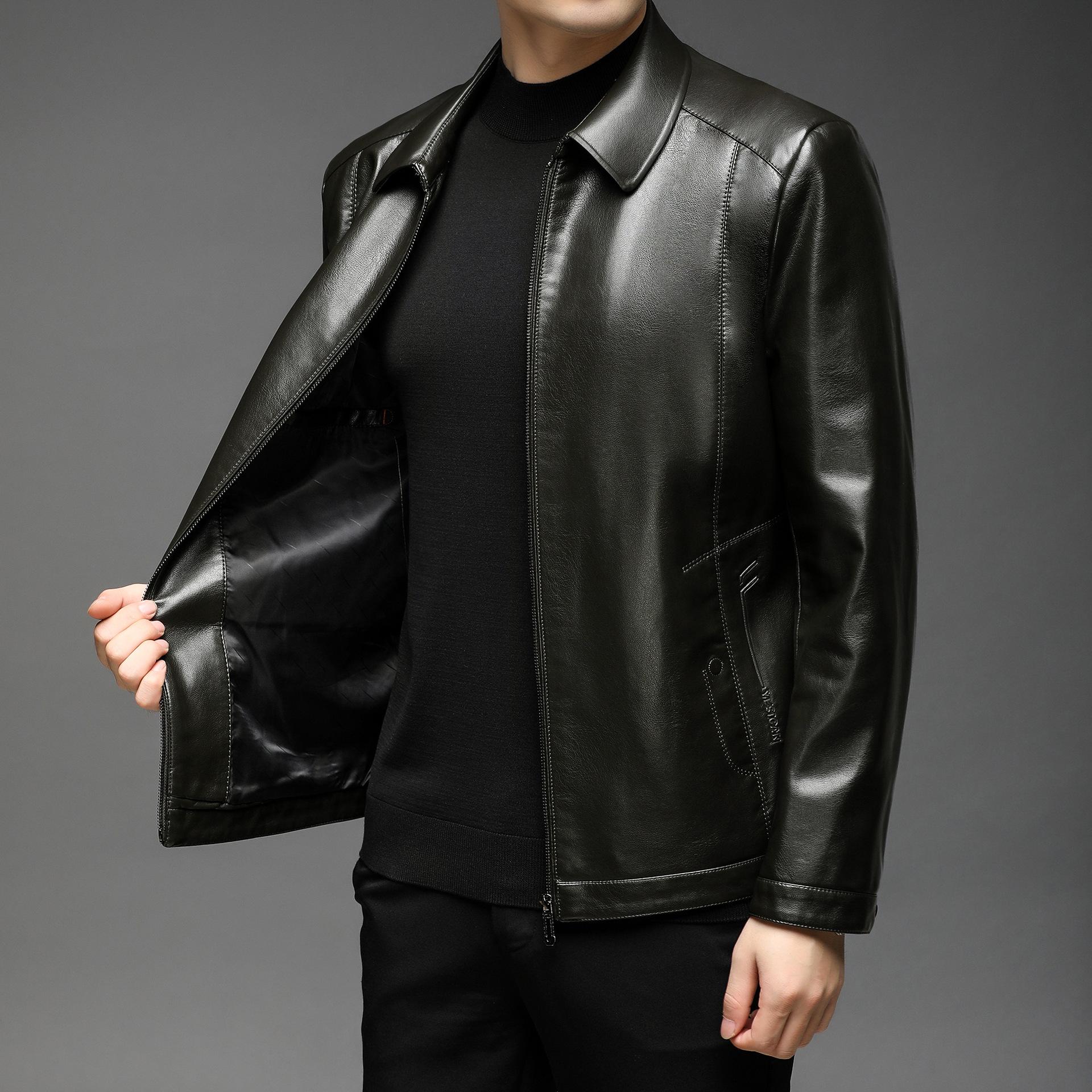 

Мужская кожаная куртка с лацканами, мужская кожаная куртка на флисовой подкладке, куртка из искусственной кожи, мужская одежда 4XL