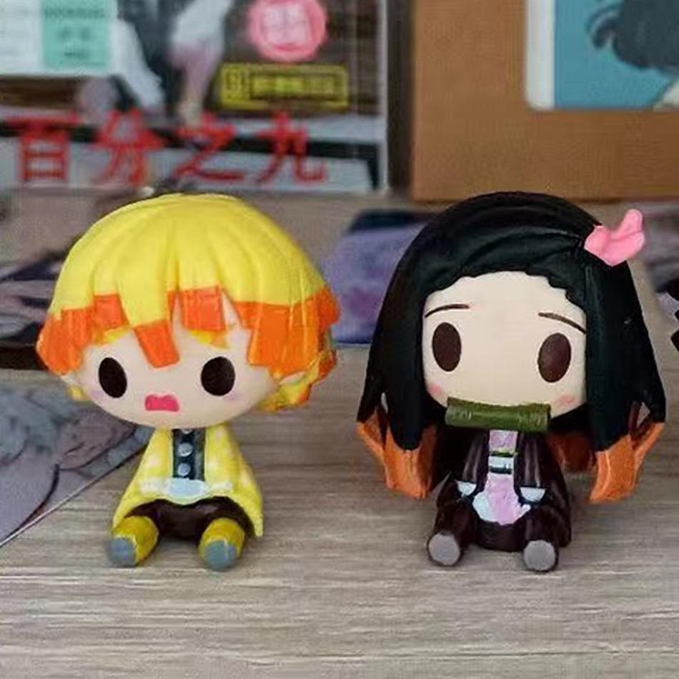 4pcs/set Demon Slayer Kimetsu No Yaiba Kamado Tanjirou Nezuko Agatsuma Zenitsu Action Figure Anime Model Statue Toys Gifts