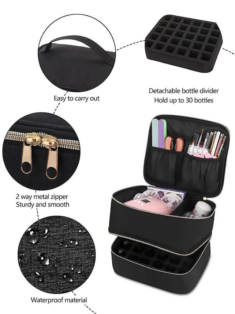 Double-Layer Portable Nail Polish & Makeup Storage Bag