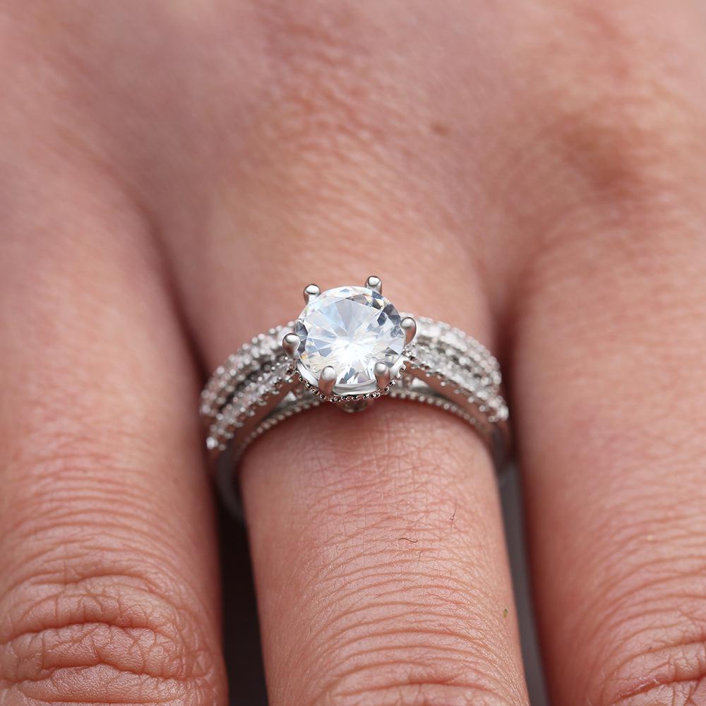 Accessories, Women's Copper Platinum Plated Zircon Ring, Couple Ring Combination Ring Set