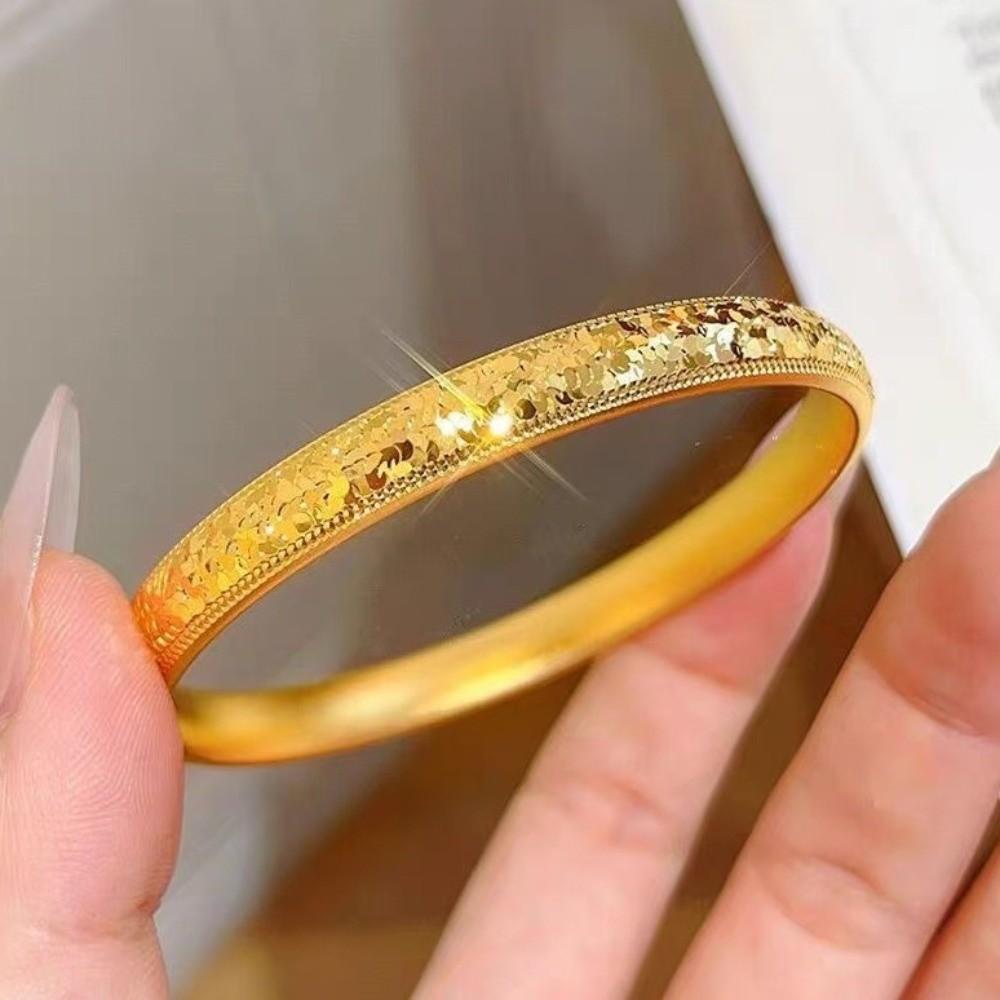Elegant Starry Golden Bangles Holographic Shiny Cuff Ice Breaker Gold Bracelets  Christmas Gift
