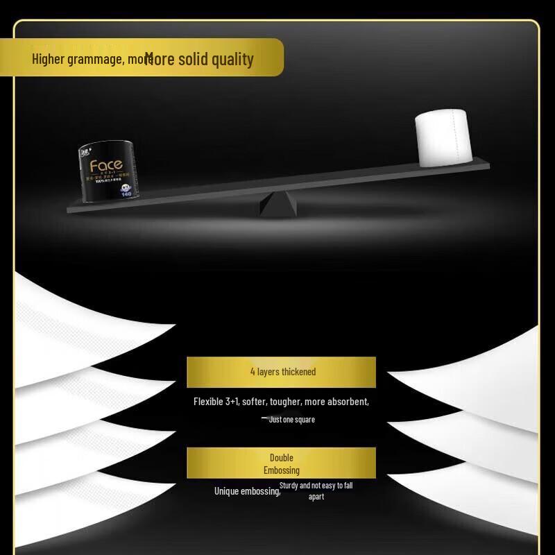 Jierou Black Face 4-Ply Household Core Toilet Paper