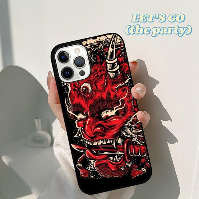 Japanese Oni Hannya Demon Mask cool Phone Case Cover for iPhone 17 Air 16 16e 15 12 11 13 14 Pro Max Apple Plus Coque