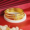 Ladies' Vietnamese Gold Sand Bracelet & Ring Set, Dragon and Phoenix Design, Colorfast Brass Alloy