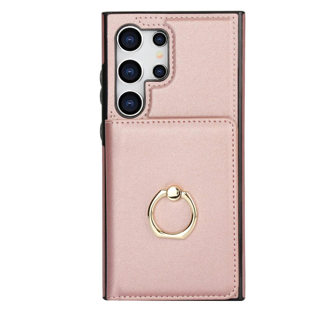 Brieftaschen-Hülle mit Kartenhalter, 360° drehbarer Ring-Ständer, Magnetverschluss für Samsung Galaxy S25 S24/S23/S22/S21 Ultra/Note 20