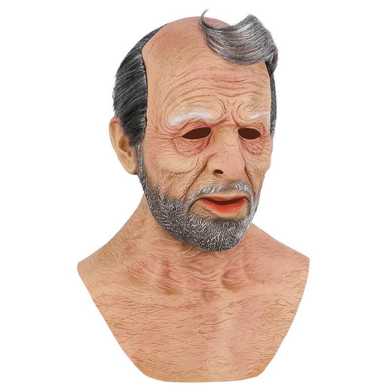 Bald old man latex mask One size fits all adults бежевый