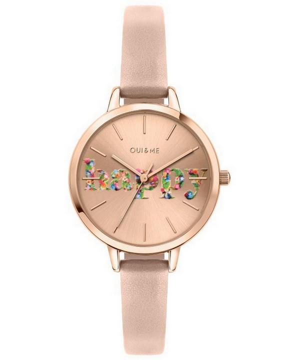 

Oui & Me Petite Fleurette Rose Gold Sunray Dial Leather Strap Quartz ME010009 Women s Watch