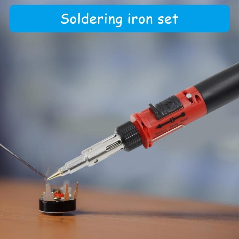 Soldering Iron Set,12 in 1 Cordless Butanes Gas Soldering Iron Temperature Adjustable Welding Torches Tool