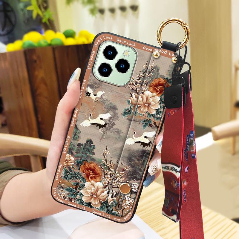 Fashion Elderly lady Phone Case For Oukitel C21 Pro Phone Holder Shockproof Anti-knock Waterproof Wrist Strap Soft case