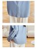 Women's Blue Striped French Vintage Loose Cotton Shirt, Versatile Long Sleeve for Spring & Autumn