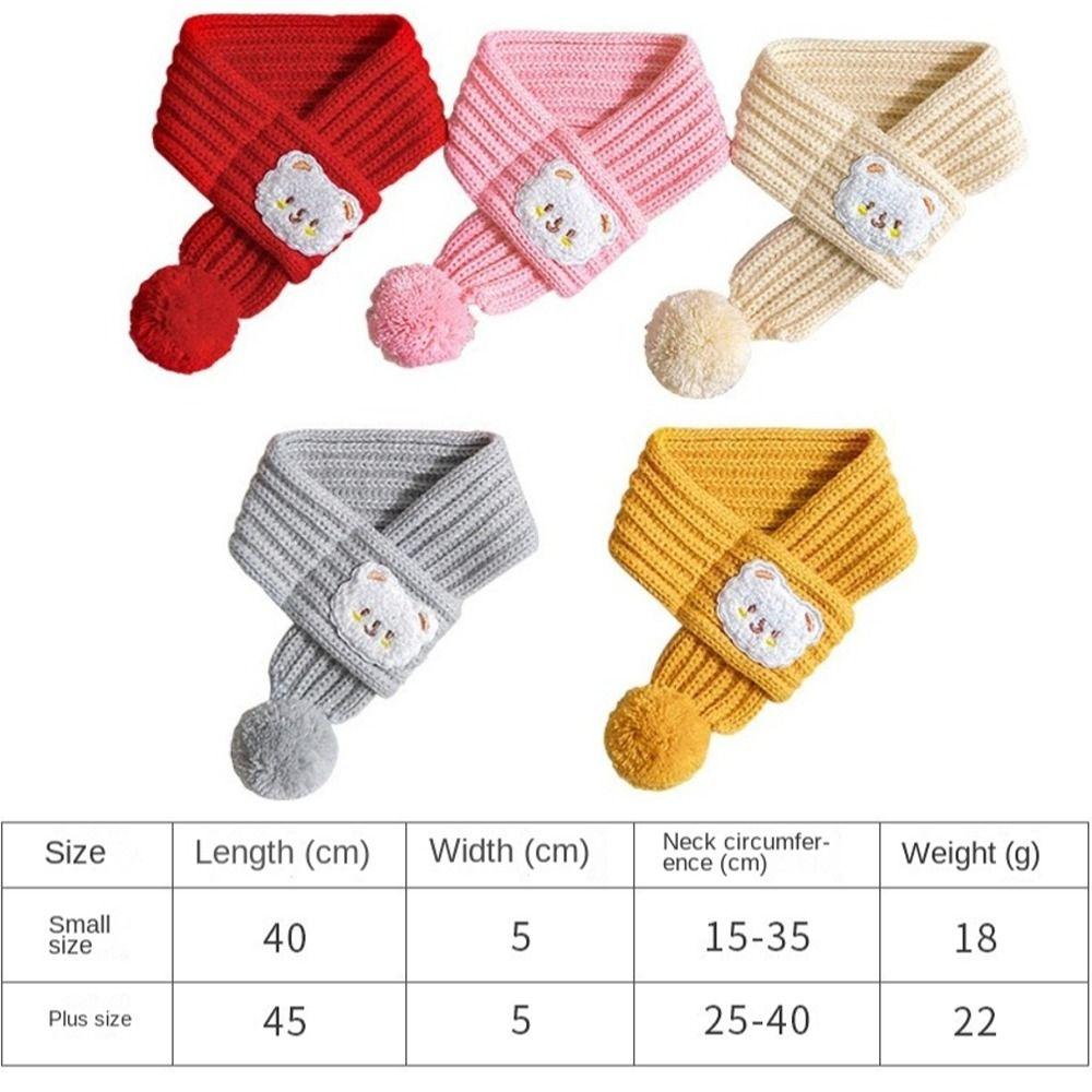 Trendy Cartoon Bear Dog Cat Scarf Knitted Warm Puppy Scarves Cute Solid Color Pet Accessories for Poodle Yorkshire