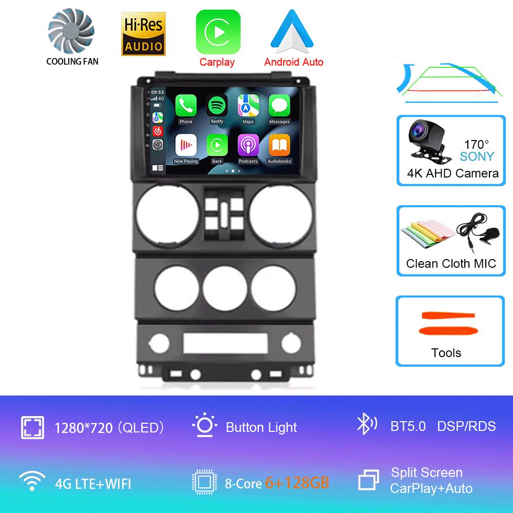 For Jeep Wrangler Unlimited 3 JK 2008 - 2010 Android 14 Car Radio Multimedia PlayerNavigation GPS Autoradio Carplay Head Unit