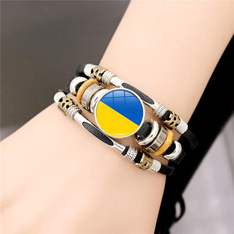Hand-Woven Creative Beads Bracelet – Blue & Yellow Ukrainian Design