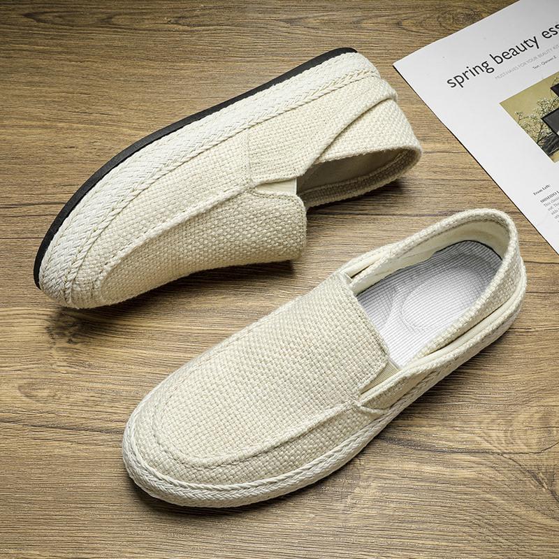 

Льняная обувь мужская старый Пекин мужская ленивая обувь на один шаг повседневная парусиновая обувь мужская летняя дышащая мужская обувь 39