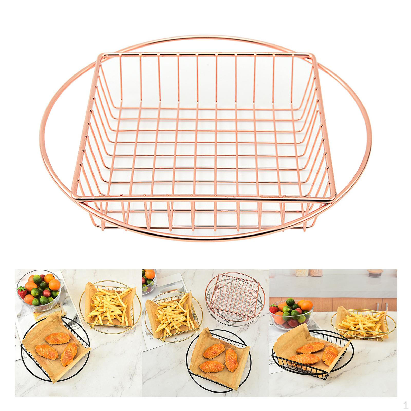 

Корзина для жарки чипсов Портативная кухонная утварь Многоцелевое хранение жареной курицы розового золота