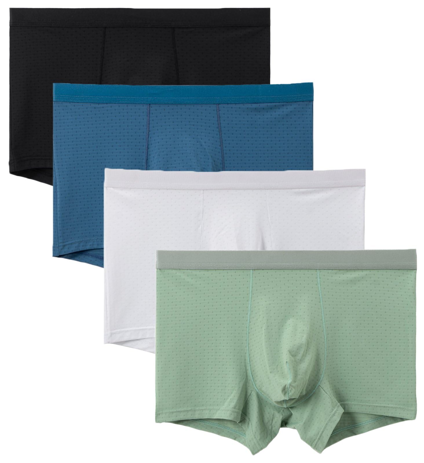 

Whaninti Boxer Briefs Mesh 3D Solid Size Men s (4-Pack) - Material, Moisture-Wicking, Quick-Drying, Texture, Lightweight, No-Front Seam, Low-Rise,